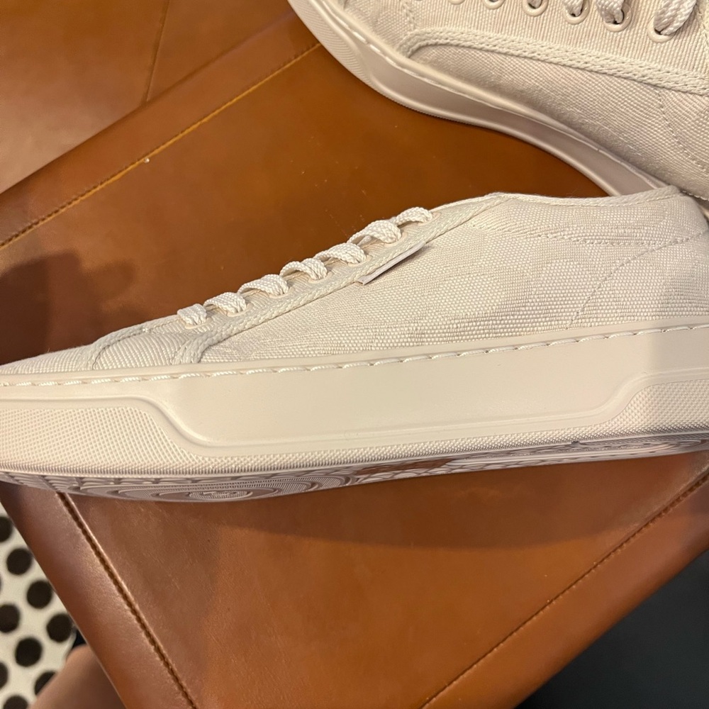 Men's Coach Canvas Sneaker In Signature Jacquard chalk Chalk CAP 74 new - Picture 7 of 12